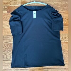 Black Banana Republic Poof Sleeve Work Short-Sleeve Top